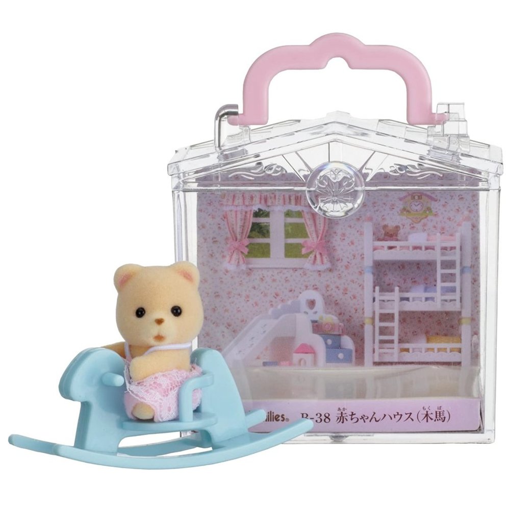Calico Critters Rocking Horse With Baby & Carrying Case Sylvanian Fam Japan B-34